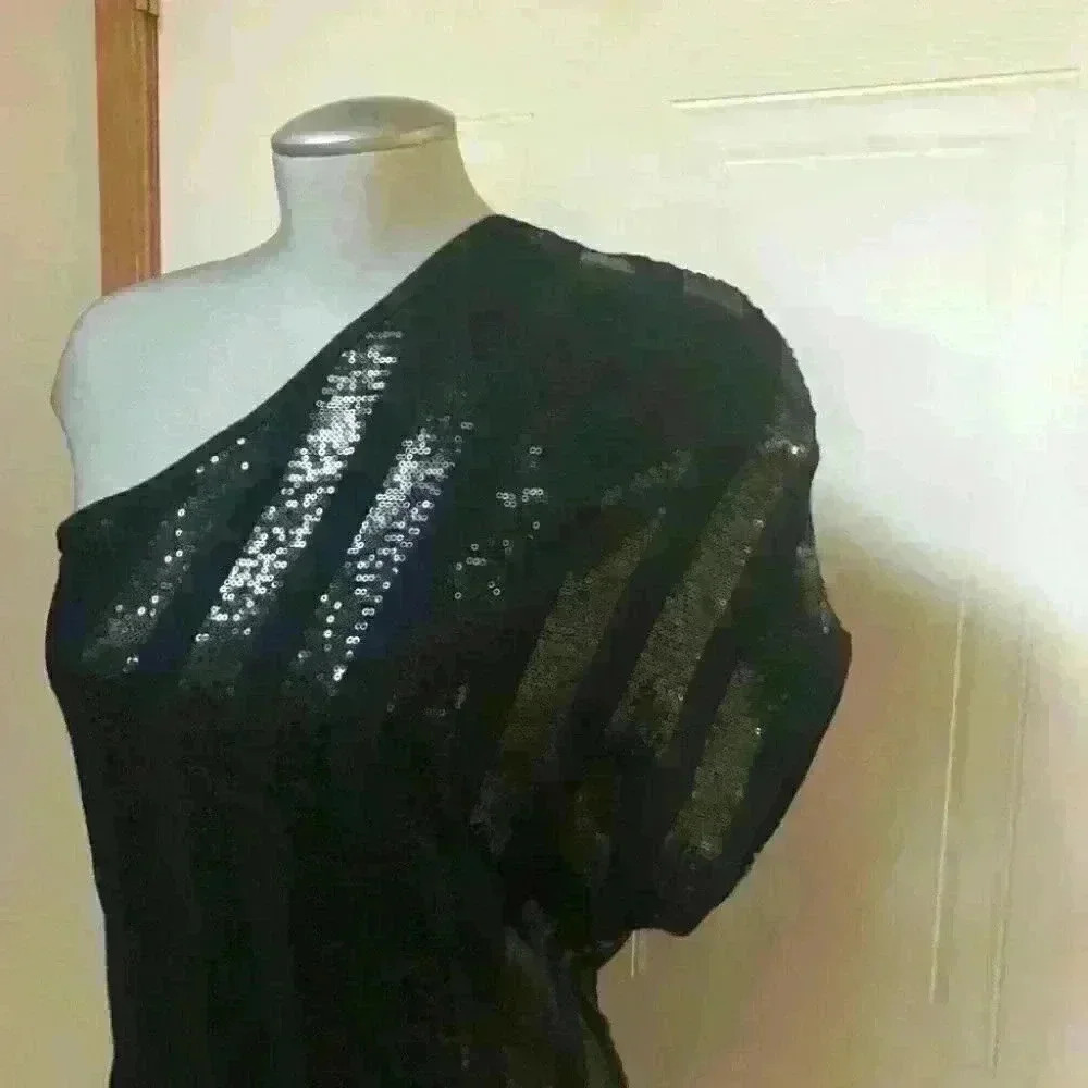 BEDO Dress One Shoulder Sequin Mini Cocktail - Picture 3 of 10